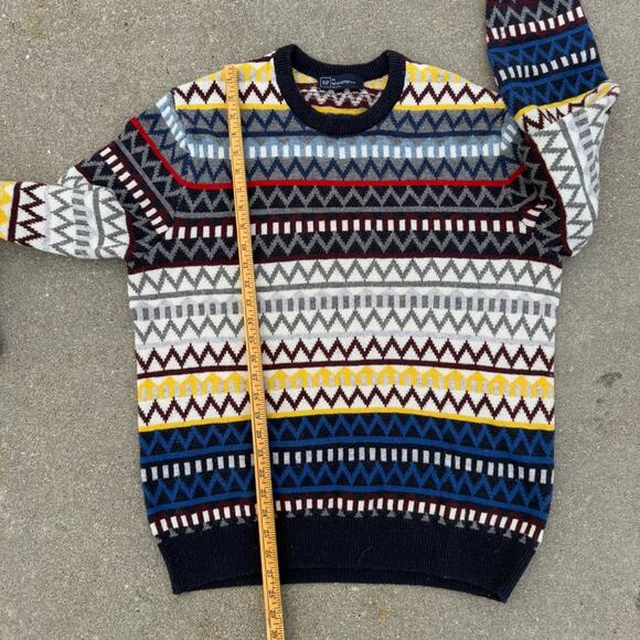 Gap Zig Zag Crewneck Patterned Multicolor Lambswool Sweater XL - Picture 7 of 8